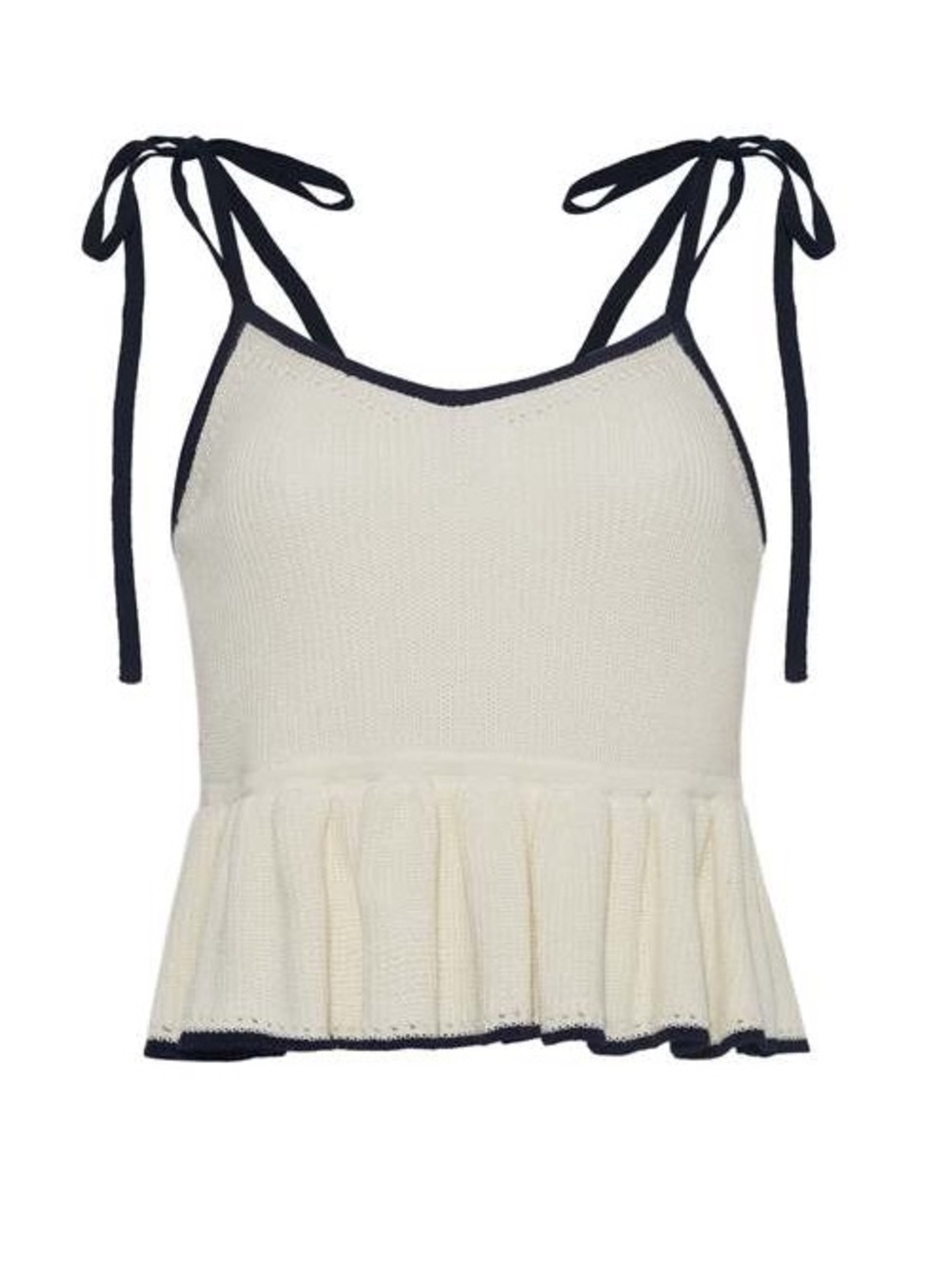 Eleven Six Ivory Knit Tank with Black Contrast Trim